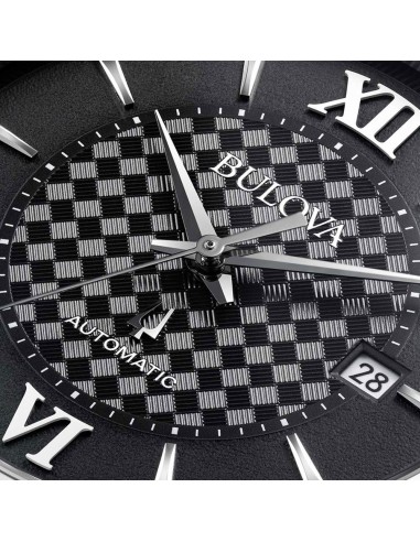 reloj automático Bulova Hudson 96B441 39mm cristal de zafiro correa de cuero Esfera texturizada
