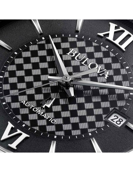 reloj automático Bulova Hudson 96B441 39mm cristal de zafiro correa de cuero Esfera texturizada