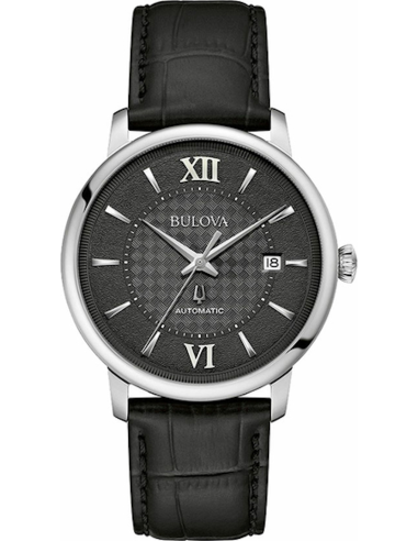 reloj automático Bulova Hudson 96B441 39mm cristal de zafiro correa de cuero Esfera texturizada