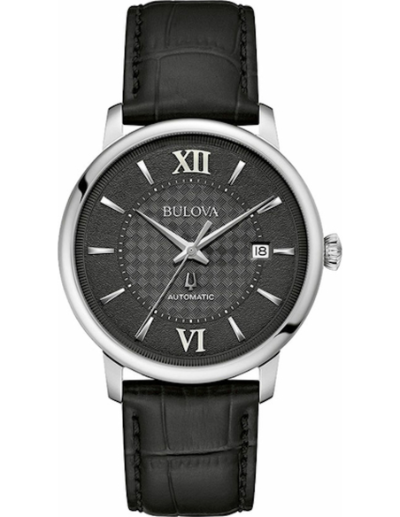 reloj automático Bulova Hudson 96B441 39mm cristal de zafiro correa de cuero Esfera texturizada