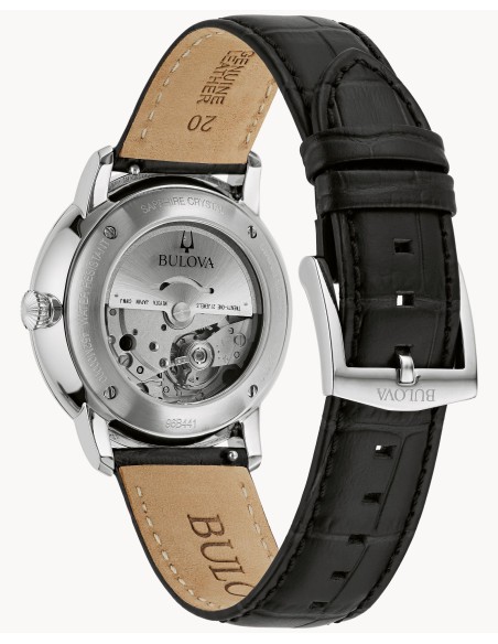 reloj automático Bulova Hudson 96B441 39mm cristal de zafiro correa de cuero Esfera texturizada