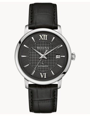 reloj automático Bulova Hudson 96B441 39mm cristal de zafiro correa de cuero Esfera texturizada