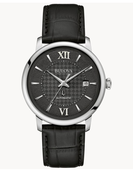 reloj automático Bulova Hudson 96B441 39mm cristal de zafiro correa de cuero Esfera texturizada