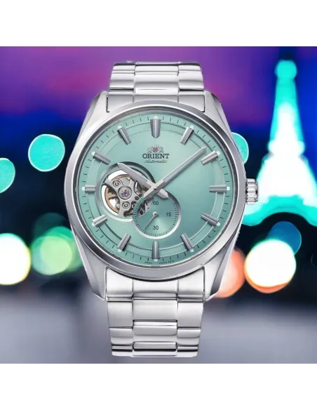 Reloj automático hombre Orient Contemporary Semi-Skeleton RN-AR0009L JDM Tiffany blue 40.8mm 50m WR zafiro