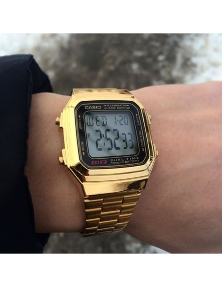 Reloj casio collection a178wga-1a estilo retro - cronografo multifuncional - acero inoxidable