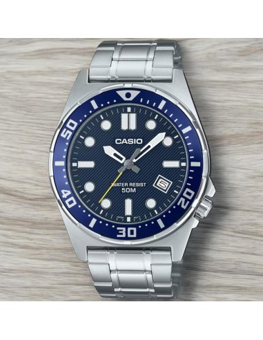 Casio MTD-135D-2A – Reloj deportivo de acero con esfera azul resistente al agua 100m