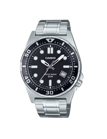 Casio MTD-135D-1A – Reloj deportivo de acero con esfera negro resistente al agua 100m