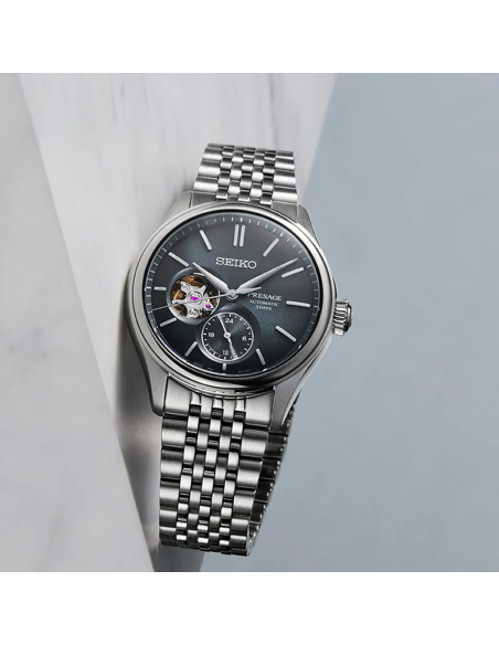 automático hombre Seiko Presage SARJ011  Aiiro Blue Open Heart JDM 40.2mm cristal de zafiro 6R5J