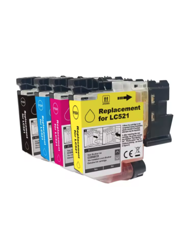 4 tintas compatibles para Brother LC-521 / LC521 Brother DCP-J1260W / DPC-J1310DW / DCP-J1360DW / DCP-J1460DW
