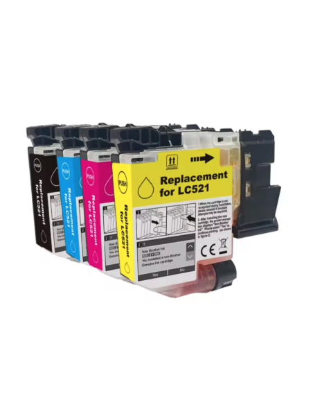 4 tintas compatibles para Brother LC-521 / LC521 Brother DCP-J1260W / DPC-J1310DW / DCP-J1360DW / DCP-J1460DW