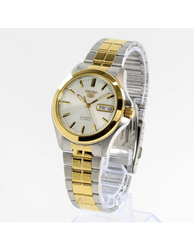 Reloj hombre automático Seiko 5 SNKK94K1 37 mm – bisel y brazalete bicolor, 30 m calibre formato correa de acero