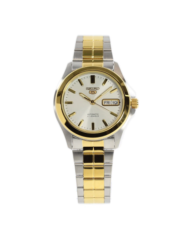 Reloj hombre automático Seiko 5 SNKK94K1 37 mm – bisel y brazalete bicolor, 30 m calibre formato correa de acero