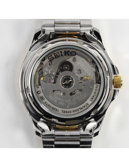 Reloj hombre automático Seiko 5 SNKK94K1 37 mm – bisel y brazalete bicolor, 30 m calibre formato correa de acero