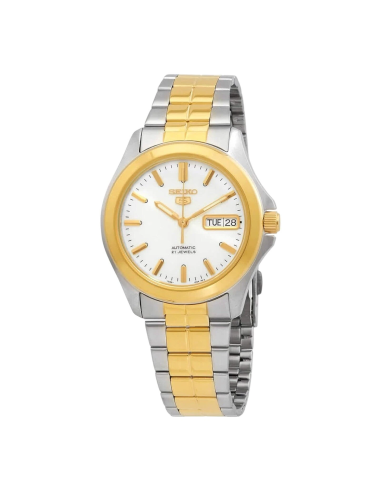 Reloj hombre automático Seiko 5 SNKK94K1 37 mm – bisel y brazalete bicolor, 30 m calibre formato correa de acero