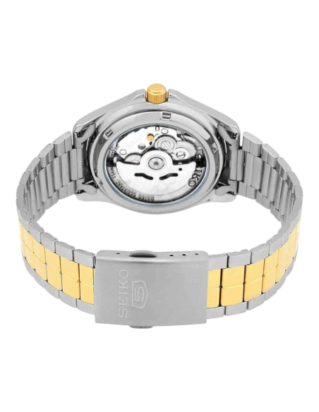 Reloj hombre automático Seiko 5 SNKK94K1 37 mm – bisel y brazalete bicolor, 30 m calibre formato correa de acero