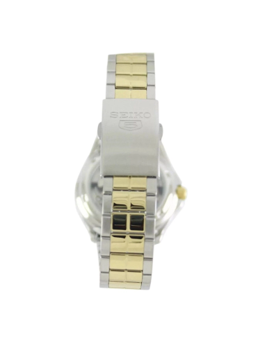 Reloj hombre automático Seiko 5 SNKK94K1 37 mm – bisel y brazalete bicolor, 30 m calibre formato correa de acero