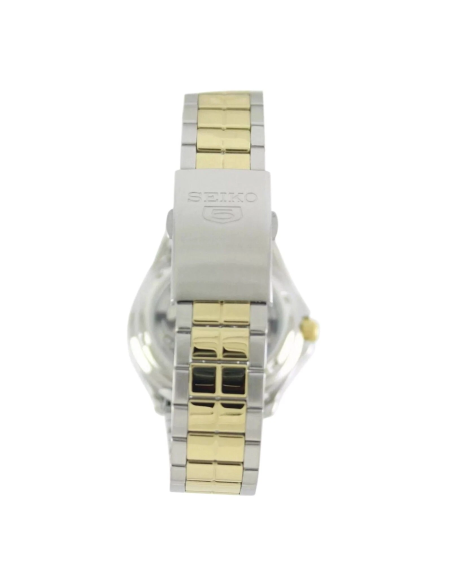 Reloj hombre automático Seiko 5 SNKK94K1 37 mm – bisel y brazalete bicolor, 30 m calibre formato correa de acero