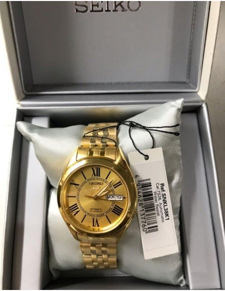 reloj automático hombre Seiko 5 SNKL38K1 37MM 30m WR correa de acero Calibre 7S26