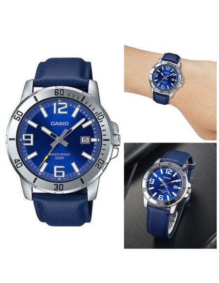Reloj analogico caballero CASIO MTP-VD01L-2B correa de piel