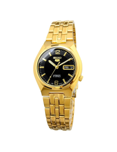 Reloj hombre automático Seiko 5 SNKL66K1 38 mm – Hardlex, 30 m, correa de acero dorado 2