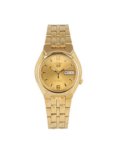 Reloj hombre automático Seiko 5 SNKL64K1 37mm – 30 m, correa de acero dorado