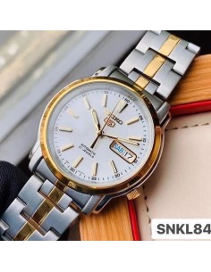 Reloj hombre automático Seiko 5 SNKL84K1 38 mm – Hardlex, 30 m, correa de acero dos tonos