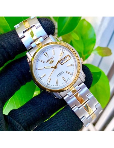 Reloj hombre automático Seiko 5 SNKL84K1 38 mm – Hardlex, 30 m, correa de acero dos tonos