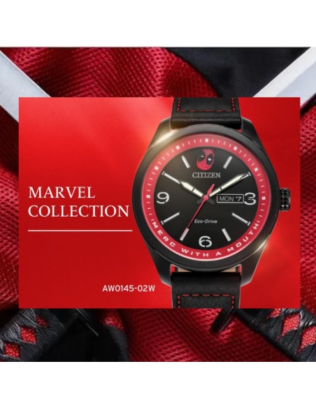 solar  Citizen Marvel “Here Comes Deadpool” AW0145-02W 42 mm – 100 m cuero