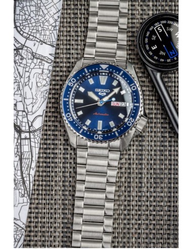 Reloj hombre automático Seiko 5 Sports SRPL83K1 42,5 mm – Hardlex, 100 m, correa de acero
