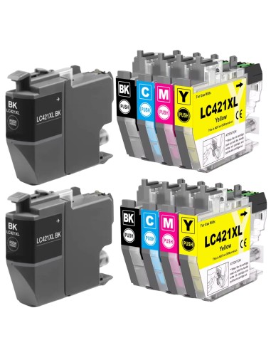10 cartuchos Compatibles para Brother LC421XL LC421 XL Brother DCP-J1050DW / DCP-J1140DW / MFC-J1010DW
