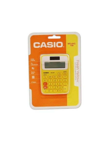 Calculadora Casio MS-6VC-YW 8 dígitos solar y pilas-Amarilla