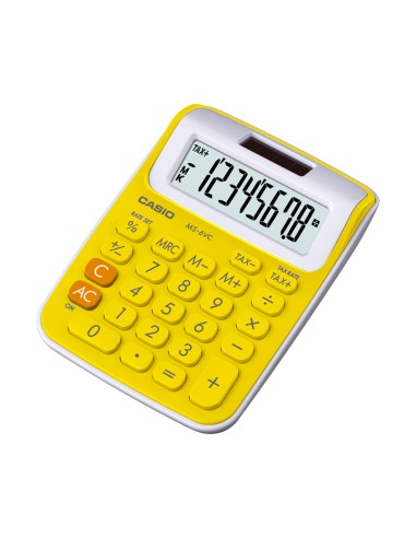 Calculadora Casio MS-6VC-YW 8 dígitos solar y pilas-Amarilla