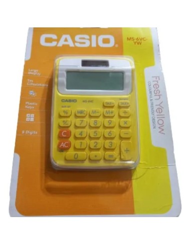 Calculadora Casio MS-6VC-YW 8 dígitos solar y pilas-Amarilla