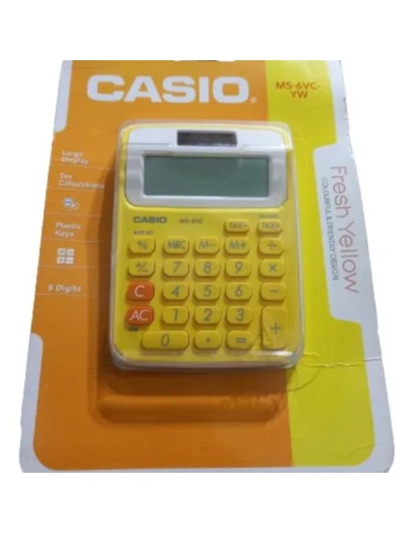 Calculadora Casio MS-6VC-YW 8 dígitos solar y pilas-Amarilla