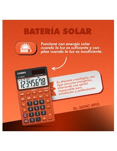 Calculadora escolar Casio SL-300NC-BRG funciona con pilas y solar 2
