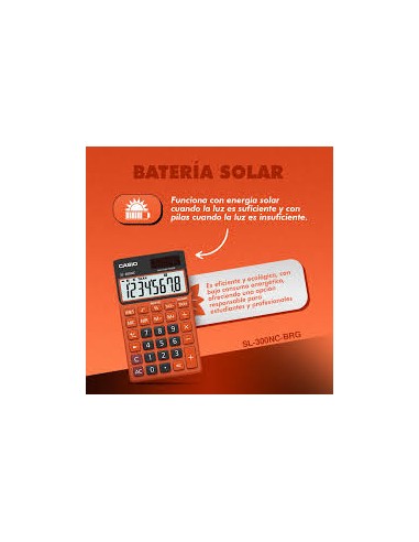 Calculadora escolar Casio SL-300NC-BRG funciona con pilas y solar