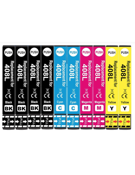 4 tintas Compatibles Epson 408XL 408L XL Cartucho de Tinta para Epson Workforce Pro WF-C4810DTWF NEGRO CIAN MAGENTA AMARILLO