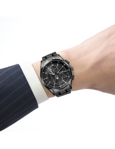 reloj radio-control solar Titanio Citizen Attesa Moon Phase BY1006-62E DLC (Diamond-Like Carbon) 41.5mm