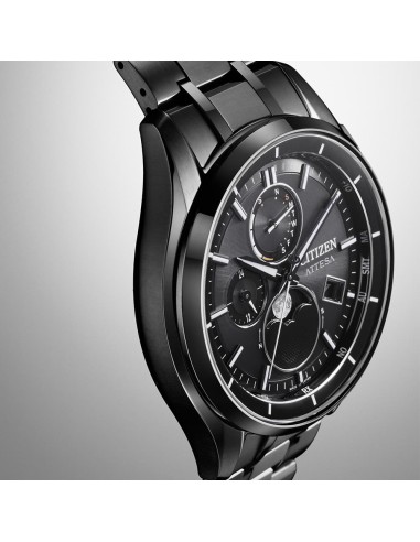 reloj radio-control solar Titanio Citizen Attesa Moon Phase BY1006-62E DLC (Diamond-Like Carbon) 41.5mm
