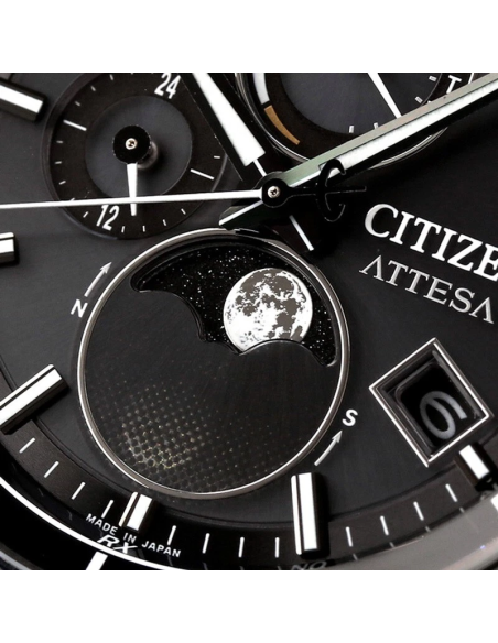 reloj radio-control solar Titanio Citizen Attesa Moon Phase BY1006-62E DLC (Diamond-Like Carbon) 41.5mm