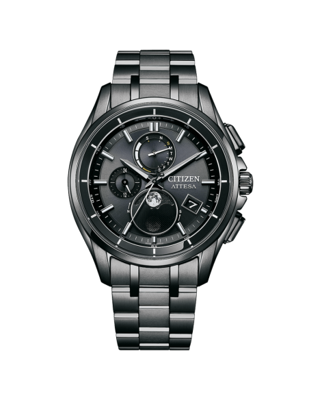 reloj radio-control solar Titanio Citizen Attesa Moon Phase BY1006-62E DLC (Diamond-Like Carbon) 41.5mm