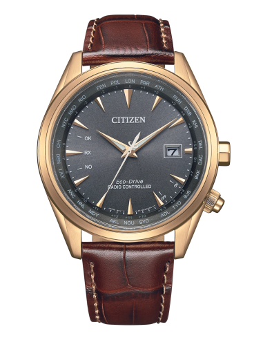 Citizen Eco-Drive CB0273-11H | Reloj Hombre Radio-Controlado | Acero Oro Rosa y Correa de Piel | Cristal Zafiro