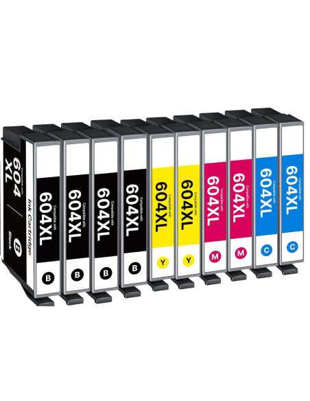 10 cartuchos compatibles para Epson 604XL XP2200 XP2205 XP4200 WF2950 WF2935 XP3200 XP3205 XP4205 WF2930 WF2910 XL