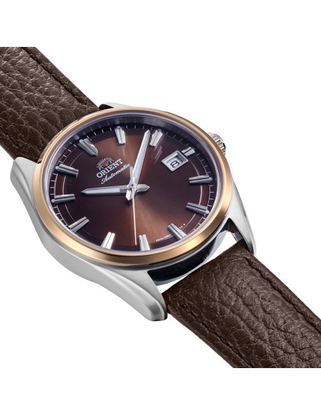 automático hombre Orient Stretto Date RA-AC0R03Y Chocolate / Rose Gold  38,5mm 50m WR cristal de zafiro