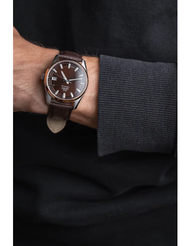 automático hombre Orient Stretto Date RA-AC0R03Y Chocolate / Rose Gold  38,5mm 50m WR cristal de zafiro