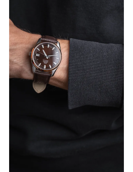 automático hombre Orient Stretto Date RA-AC0R03Y Chocolate / Rose Gold  38,5mm 50m WR cristal de zafiro