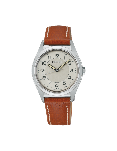 reloj mujer Seiko Selection The Steady Ivory SSEH031 JDM  31mm correa de cuero