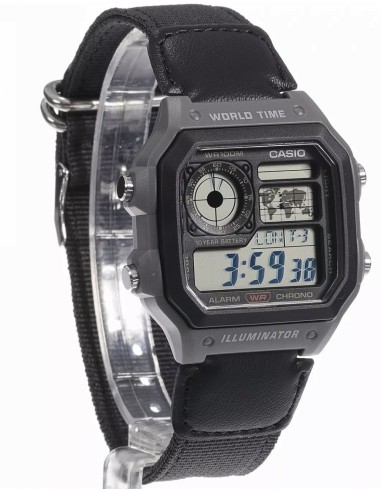 Casio Sports Casino Royale AE-1200WHUB-8A  100m WR Hora Mundial 45 × 42.1 × 12.5