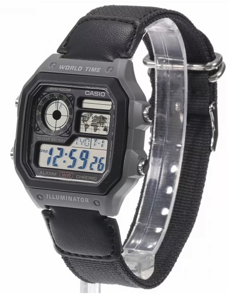 Casio Sports Casino Royale AE-1200WHUB-8A  100m WR Hora Mundial 45 × 42.1 × 12.5