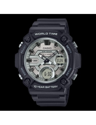 Casio AEQ-120W-7A 53.3 × 52.2 × 16.8 mm 100m WR Hora Mundial 10 años batería 3 alarmas